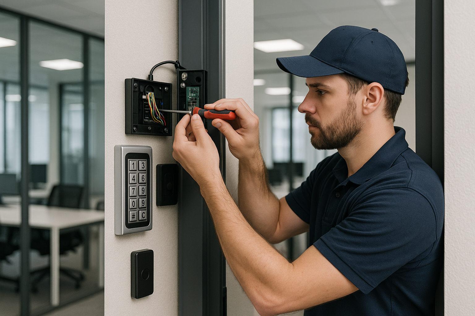 Al Hutaib IT support AMC technician working on security system