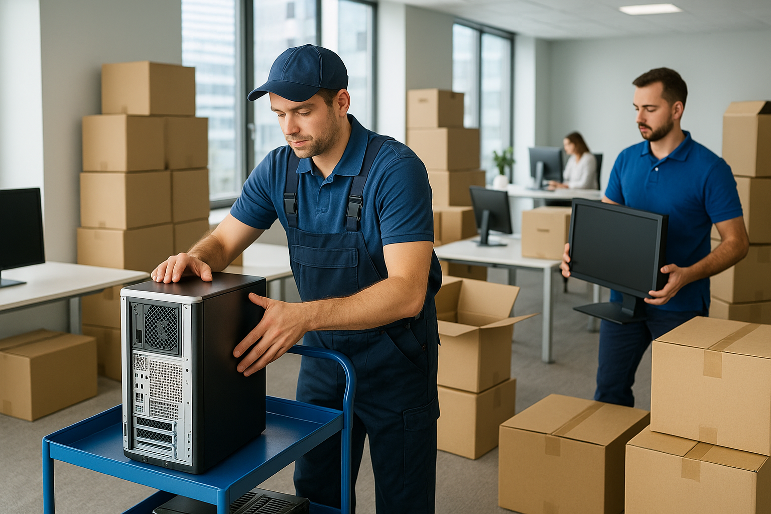 IT equipment being professionally relocated to a new office in Dubai
